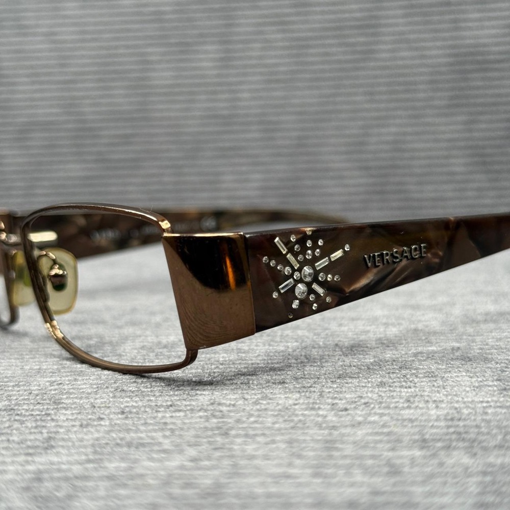 Versace Brown Tortoise Rhinestone Eyeglasses MOD … - image 6